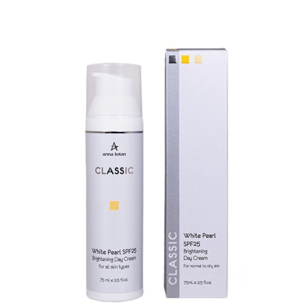 קרם לחות פנינה לבנה SPF25 - מסדרת קלאסיק - אנה לוטן - חשיפה לשמש - לכל סוגי העור - VM Cosmetics