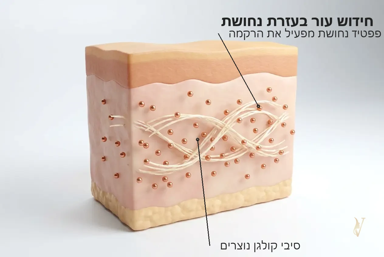 איור מנגנון חידוש עור בעזרת פפטיד נחושת Active Collagen + Cooper Peptide Set ערכת קולגן HIKARI VM Cosmetics
